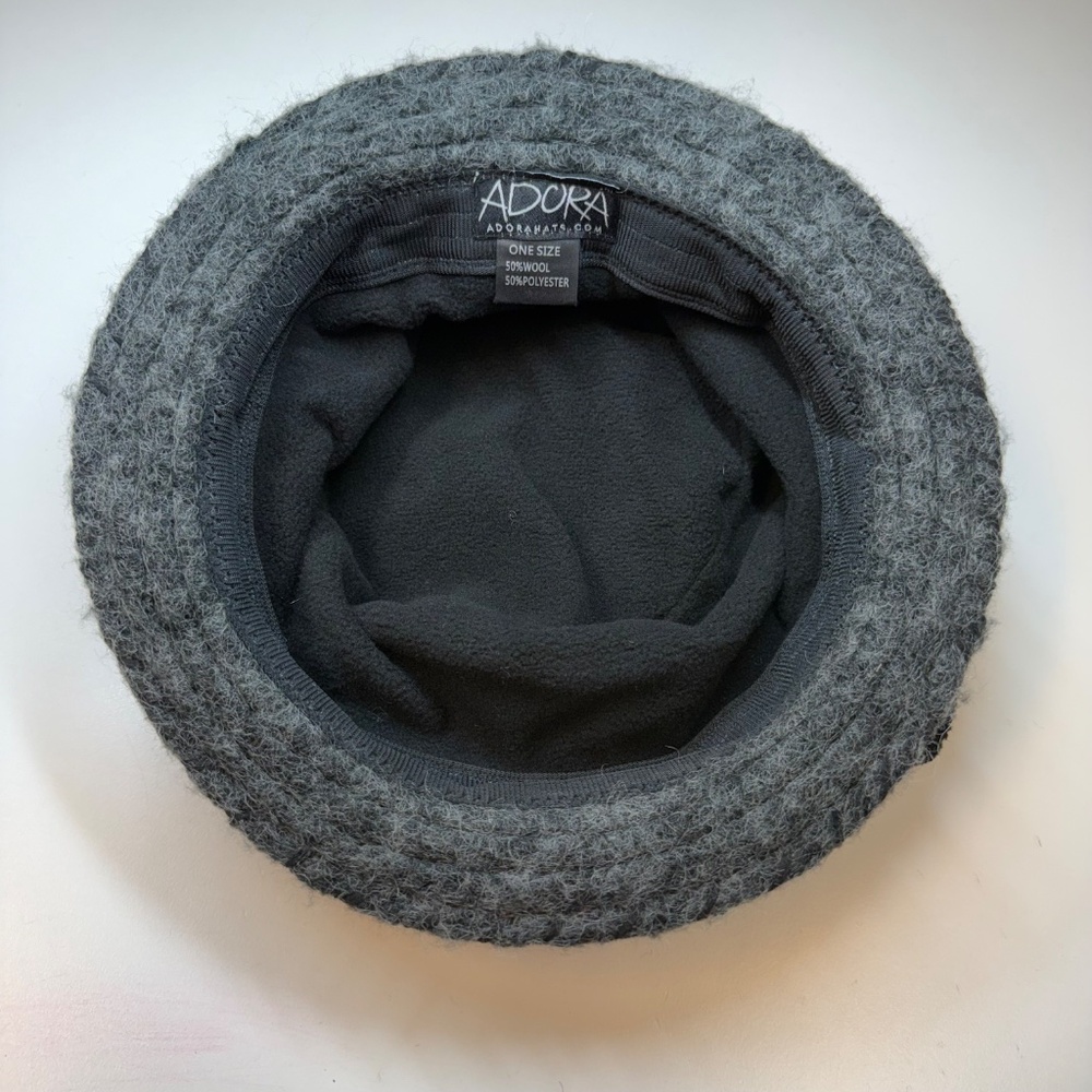 Adora Wool Blend Hat Deep Gray Threaded Flower Cl… - image 5